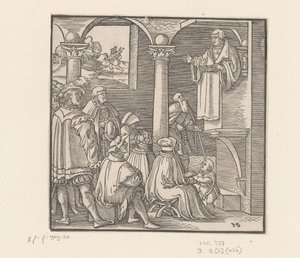 Martin Luther predikend in een kerk