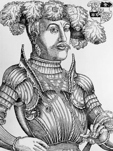 Portret van Filips I, Landgraaf van Hessen, bekend als de Grootmoedige, gravure door Hans Brosamer door Hans Brosamer