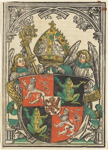 Het wapen van Wigeleus von Fröschel, bisschop van Passau door Hans Burgkmair I