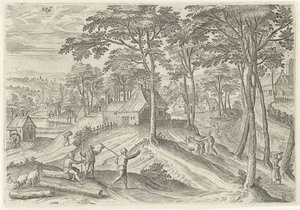 Gezicht op Stal (Gezichten uit de omgeving van Brussel) door Hans Collaert (I)
