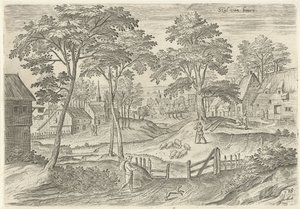 Gezicht op Stal van boven (Gezichten uit de omgeving van Brussel) door Hans Collaert (I)