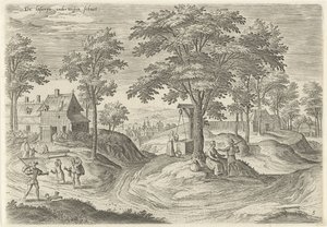 Gezicht op het leprozenhuis van Scheut (Gezichten uit de omgeving van Brussel) door Hans Collaert (I)