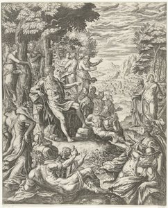 Johannes de Doper predikt tot de menigte door Hans Collaert (I)