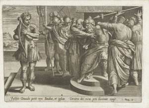 Saul probeert David te doden door Hans Collaert (I)