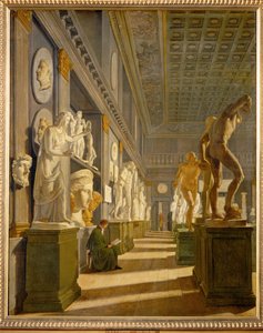 De Hall of Antiquities in Charlottenborg Palace, Kopenhagen ... (schilderij op doek) door Hans Ditlev Christian Martens Kiel