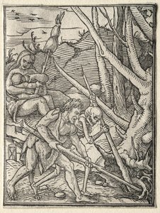 De dans van de dood: Adam bewerkt de aarde door Hans Holbein