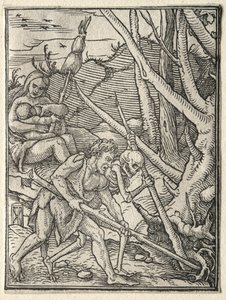 De dans van de dood: Adam bewerkt de aarde door Hans Holbein