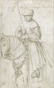 Keizer Maximiliaan I in reiskleding te paard