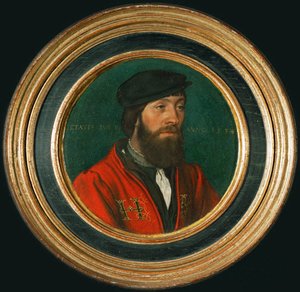 Een hoveling van koning Hendrik VIII (schilderij op lindehout) door Hans Holbein the Younger