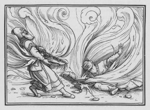 Nadab en Abihu gedood door vuur, Leviticus X, 1, 2 door Hans Holbein der Jüngere