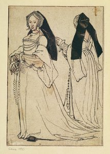 Twee gezichten van een vrouw met een Engelse kap, ca. 1528-30 door Hans Holbein der Jüngere