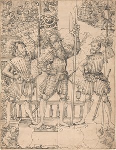 Hellebaardier en twee piekeniers door Hans Jakob Plepp