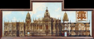 Ontwerp voor een paleis: Achterkant en plattegrond door Hans Makart