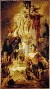 Offerscène ... (schilderij op doek) door Hans Makart