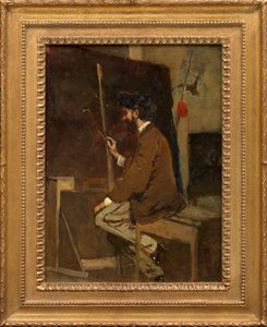 Zelfportret van Hans Makart voor een ezel door Hans Makart
