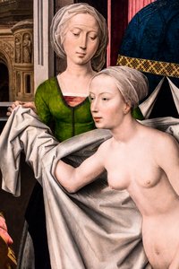 Bathseba in bad, ca. 1485 (Tempera en olieverf op hout (eiken))