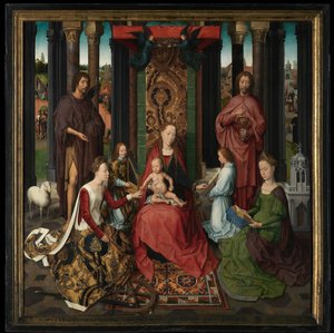 Middenpaneel van het drieluik van Sint Jan de Doper en Sint Jan de Evangelist door Hans Memling