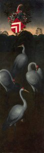 Kraanvogels met het wapen van de familie Pagagnotti De achterkant van een Paneel van een Drieluik, ca. 1480