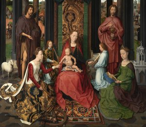 Detail van het centrale paneel van het drieluik van Sint Jan de Doper en Sint Jan de Evangelist