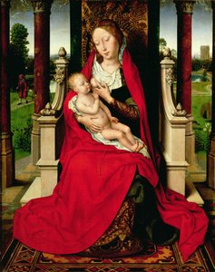 Madonna en Kind op de troon, c.1492-94 door Hans Memling