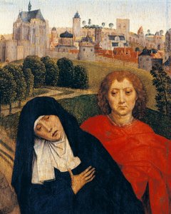 Onze Lieve Vrouw van Smarten, detail van Kruisiging door Hans Memling (circa 1430-1494)