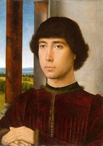 Portret van een man bij een loggia door Hans Memling