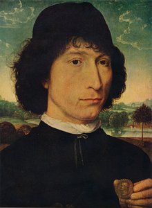 Portret van een man met een munt van Keizer Nero, 1474