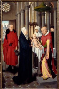 Drieluik van Aanbidding der Wijzen (detail) door Hans Memling
