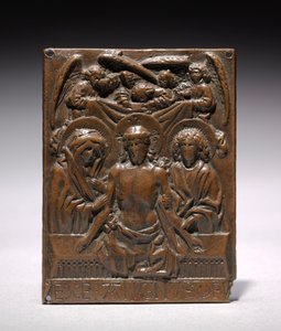 De dode Christus ondersteund door de Maagd Maria en Sint Jan, 1427-1467 door Hans Multscher