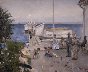 De kade in Åsgårdstrand door Hans Olaf Heyerdahl