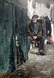 Momme Lorns bij de kachel door Hans Peter Feddersen