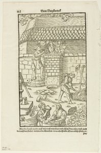 Pagina CCCL uit Vom Bergwerck XII Bücher van Agricola, plaat 43 uit Woodcuts from Books of the XVI Century. door Hans Rudolf Manuel Deutsch