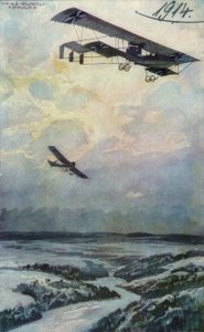 Militair dubbeldekker op verkenning boven het Argonnerwoud
