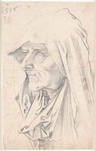 Portret van een oude vrouw in profiel naar links door Hans Schäufelein