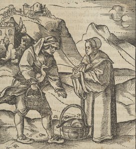 Een boer en zijn patroon, uit Hymmelwagen auff dem, wer wol leeft... door Hans Schäufelein the Elder