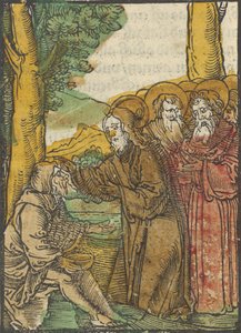 Christus geneest de blinden, uit Das Plenarium door Hans Schäufelein the Elder