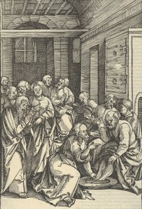 Christus wast de voeten van Sint Petrus, uit Speculum passionis domini nostri Ihesu Christi, 1507 door Hans Schäufelein the Elder
