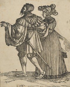 Koppel loopt naar links VI, uit De Bruiloftsdansers herdruk door Hans Schäufelein the Elder
