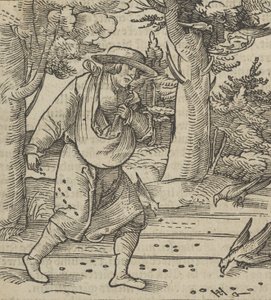 De vogels eten de zaden van de zaaier, uit Hymmelwagen auff dem, wer wol lebt... door Hans Schäufelein the Elder