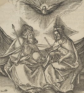 De Heilige Drie-eenheid, uit Hymmelwagen auff dem, wer wol leeft door Hans Schäufelein the Elder