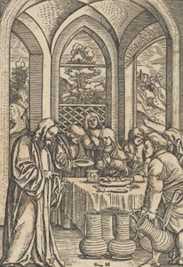 De Bruiloft te Kana, uit Het Leven van Christus door Hans Schäufelein the Elder