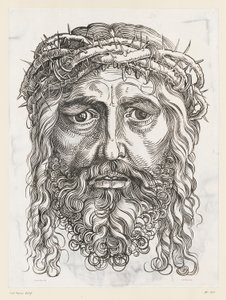 Groot Christushoofd met doornenkroon door Hans Sebald (after) Beham