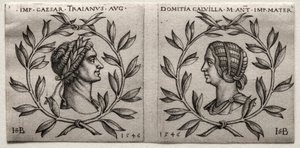 Bustes van keizer Trajanus en Domitia Calvilla, 1546 door Hans Sebald Beham
