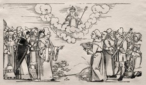 Geschil tussen Luther en een katholieke theoloog door Hans Sebald Beham