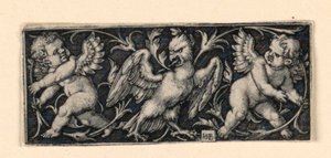 Fries met twee putti die vluchten voor een adelaar door Hans Sebald Beham