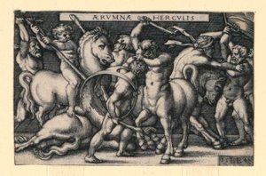 Hercules vecht tegen de Centauren door Hans Sebald Beham