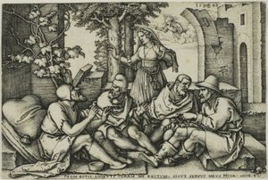 Job in Gesprek met Zijn Vrienden door Hans Sebald Beham