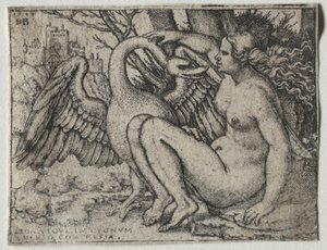Leda en de Zwaan, 1548 door Hans Sebald Beham