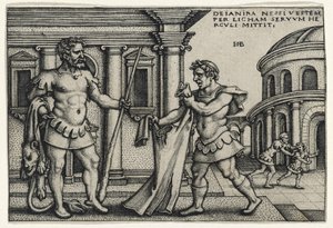 Lichas Brengt het Kleed van Nessus naar Hercules, 1540s (gravure op geschept papier) door Hans Sebald Beham