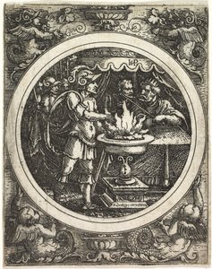 Mucius Scaevola houdt zijn hand in het vuur, ca. 1520
